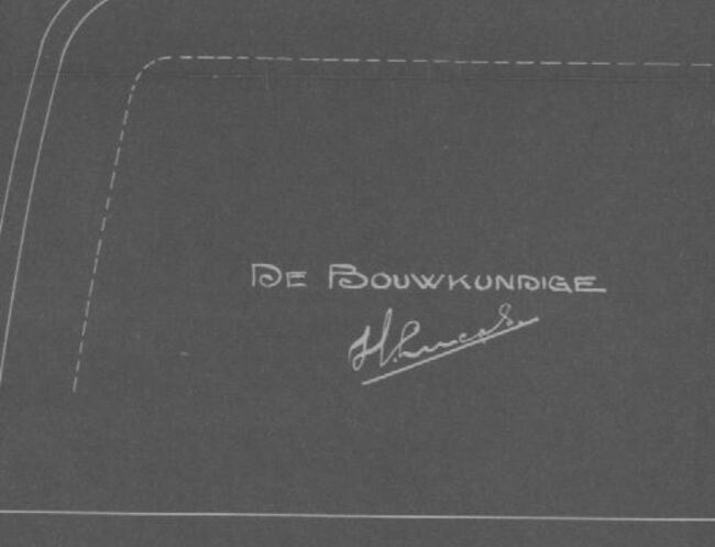 Handtekening op bouwtekening Platanenlaan 1-39 Bloemendaal.
              <br/>
              Noord-Hollands Archief, 1924
