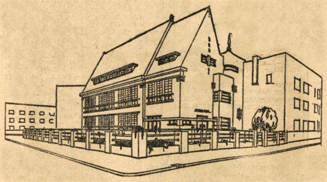 Ontwerp school Korfmakerstraat, Rotterdam.
              <br/>
              Rotterdamsch Nieuwsblad, 9 februari 1925