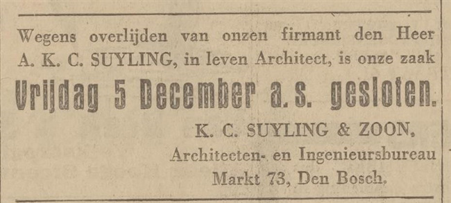 Aankondiging.
              <br/>
              Het huisgezin, 3 december 1930