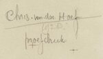 Signatuur van Chris van der Hoef op de proefdruk.
              <br/>
              Stadsarchief Amsterdam, 1928