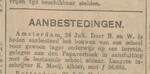 Aanbesteding van de tweede school.
<br/>
De Maasbode, 28 juli 1924