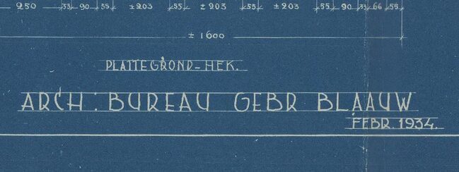 Signatuur op de bouwtekening van Parklaan 3 te Emmen.
<br/>
Gemeente Emmen, 1934