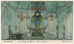 Foto 5. Ingekleurde pentekening decor ‘Le Mariage de Figaro’.
<br/>
Frits Lensvelt 1921, theatercoll. Allard Pierson Museum, t001600.000