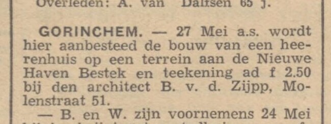 Aanbesteding.
<br/>
De banier staatkundig gereformeerd dagblad, 17 april 1939