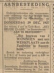 Aanbesteding.
<br/>
Nieuwe Haarlemsche courant, 22 december 1927