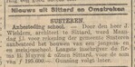 Aanbesteding.
<br/>
Limburgsch dagblad, 24 februari 1921