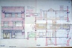 Het ontwerp van de voorgevel een de doorsnede.
              <br/>
              Bouwdossier Elsene, 1928