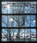 Het glas in lood van de voorkamer.
<br/>
Marieke van Wijk, 2020