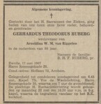 Overlijdensbericht.
<br/>
De Volkskrant, 19 mei 1967