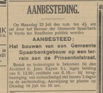Aanbesteding.
<br/>
Nieuwe Venlosche courant, 12 juli 1929