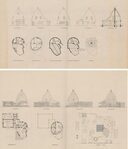 Boven het oorspronkelijke ontwerp, onder de (niet uitgevoerde) plannen tot uitbreiding uit 1955.
<br/>
Het Nieuwe Instituut, 1921/1955