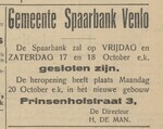 In oktober 1930 werd het nieuwe pand betrokken.
<br/>
Nieuwe Venlosche courant, 11 oktober 1930