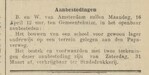 Aanbesteding eerste school.
<br/>
Het nieuws van den dag, 16 maart 1923