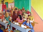 Wandschildering met schoolklas. Schilder: Jan van der Zee.
<br/>
Gert-Jan Lobbes, 2016