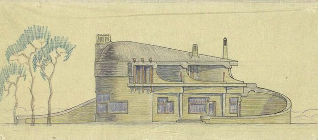 De zuidgevel.
<br/>
Het Nieuwe Instituut, 1917