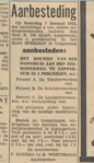 Aanbesteding.
<br/>
Nieuwsblad van het Noorden, 2 januari 1933