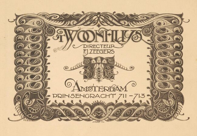Logo van 't Woonhuys in een catalogus.
<br/>
Stadsarchief Amsterdam, 1919