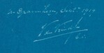 De handtekening van De Vrind op de bouwtekening van Roggestraat 31, Arnhem.
              <br/>
              Bouwdossier Gelders Archief, 1919