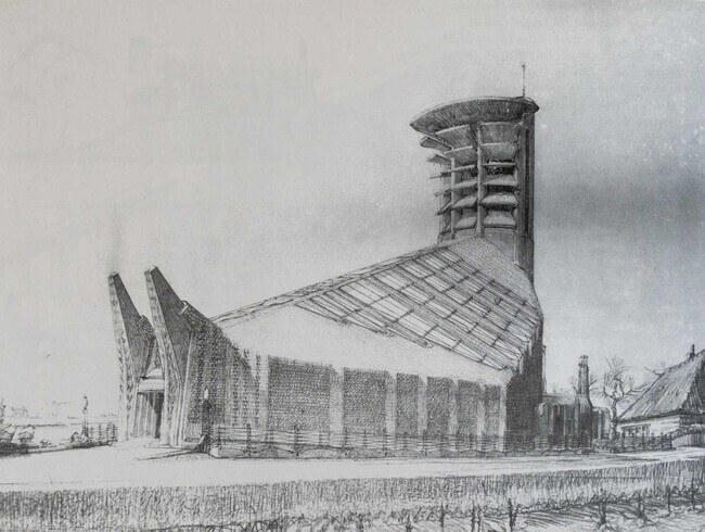 Perspectieftekening.
<br/>
Archief Eibink en Snellebrand / Het Nieuwe Instituut, 1916