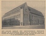 Oplevering van het pand van de grafische school in Amsterdam.
<br/>
Algemeen Handelsblad, 6 september 1933