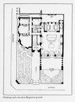 Plattegrond van de begane grond.
<br/>
Bouwkundig Weekblad, 1915