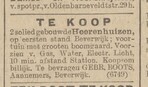 Advertentie voor de verkoop van herenhuizen.
<br/>
Nieuws van den dag, 14 juli 1921