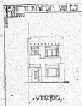 Het eerste ontwerp van de voorgevel.
<br/>
Bouwdossier, 1926