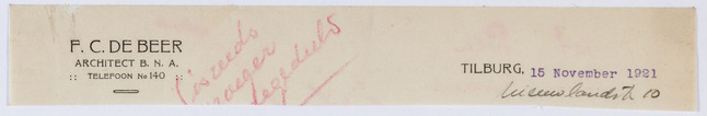 Briefhoofd.
<br/>
Regionaal Archief Tilburg, 1921