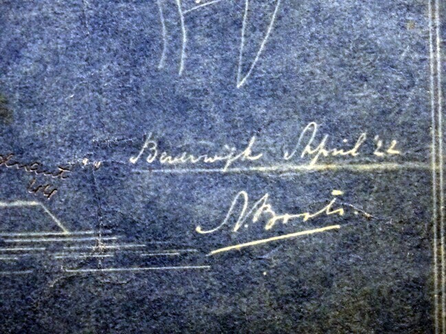 Handtekening op het ontwerp Dr. Schuitstraat 16 Beverwijk.
<br/>
Bouwdossier Noord-Hollands Archief, 1922