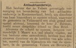Aankondiging van de benoeming van H.J. Zeeman.
<br/>
Algemeen Handelsblad, 8 januari 1919