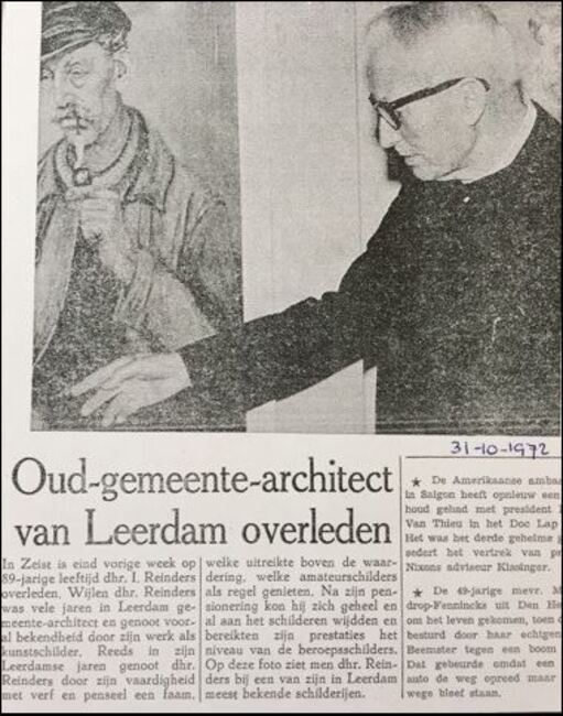 Bericht naar aanleiding van overlijden.
              <br/>
              Krant onbekend, via Stichting De Kunstplaats, 1972