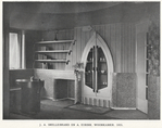 Het oorspronkelijke interieur.
<br/>
Nieuwe Nederlandsche Ruimtekunst., De Waelburgh, Blaricum, 1927