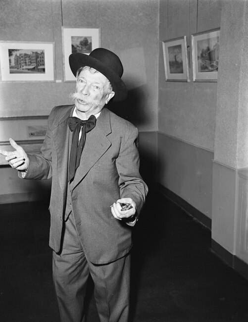 Misset bij zijn 80e verjaardag.
<br/>
Harry Pot / Anefo / Nationaal Archief, 28 oktober 1955