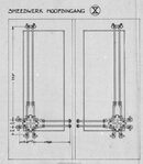 Op de ontwerptekening is duidelijk het hakenkruismotief te zijn. De openingen hierin zijn later dichtgemaakt.
<br/>
Nationaal Archief / Tekeningenarchief van de Rijksgebouwendienst , 1922