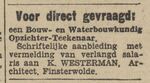 Advertentie.
<br/>
Nieuwsblad van het Noorden, 5 februari 1929